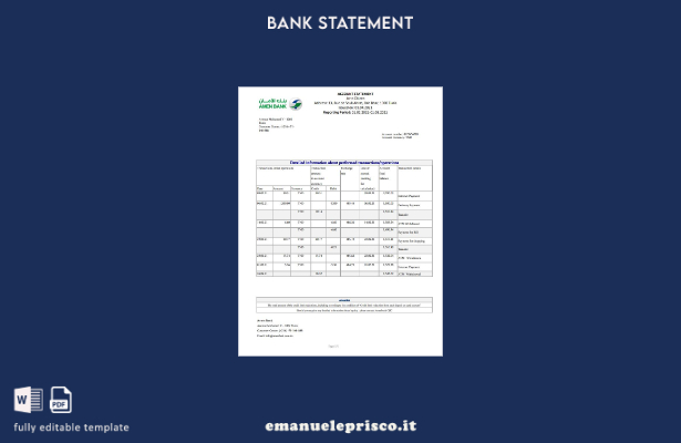 modello Excel di estratto conto bancario Tunisia Amen stile verificato